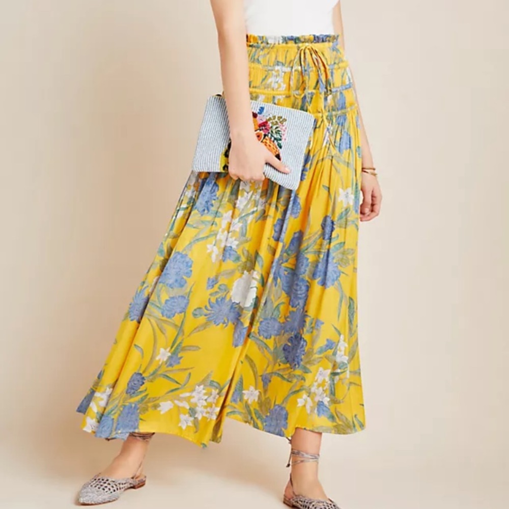 Anthropologie current air floral Maui maxi skirt new with tags stretch waist